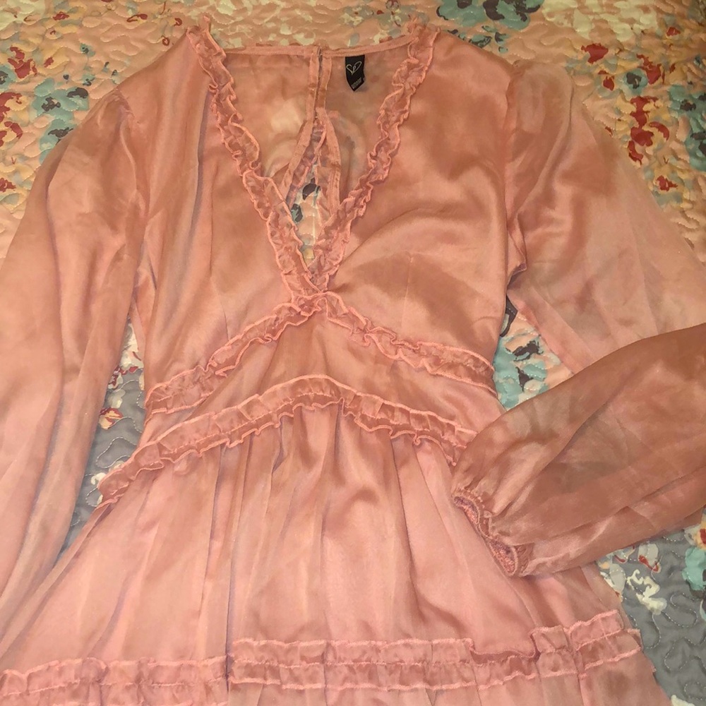 NWOT Windsor Pink Ruffle Mini Dress Backless